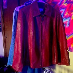 red leather jacket